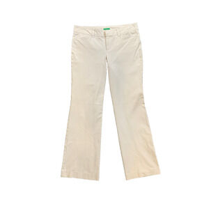 Lilly Pulitzer Jeans Women 8 Cream Palm Beach Fit Low Rise Flared Trouser Pocket